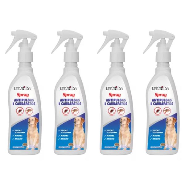 Imagem de Kit 4un Anti Pulgas E Carrapatos Spray 150ml Cães