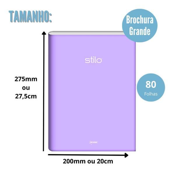 Imagem de Kit 4un Caderno Brochura Capa Dura Grande 80fls Tons Pasteis 4 Cores Rosa Azul Verde Lilás Jandaia Escolar Fundamental