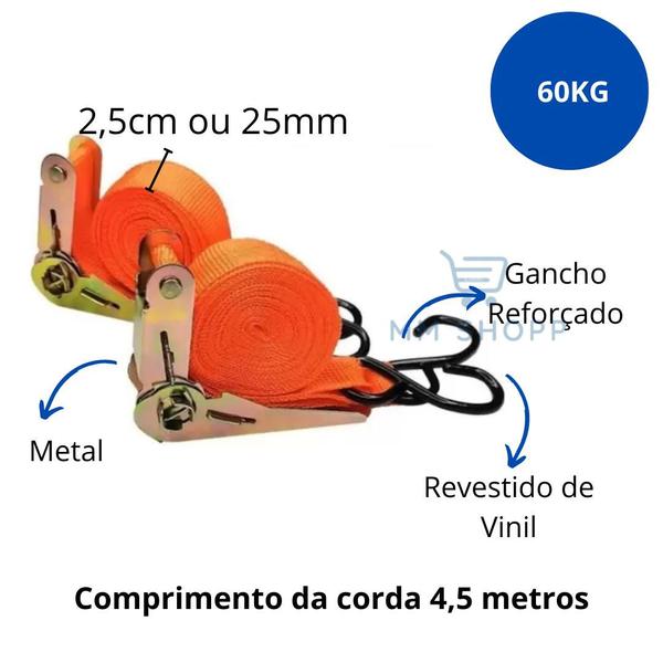 Imagem de Kit 4un Cinta Prendedor Fixador De Cargas Catraca 60kg 4,5mx2,5cm Amarraçao Bike Moto Barco Caiaque Bagagem Navio Container Jet ski Bicicleta Caminhao