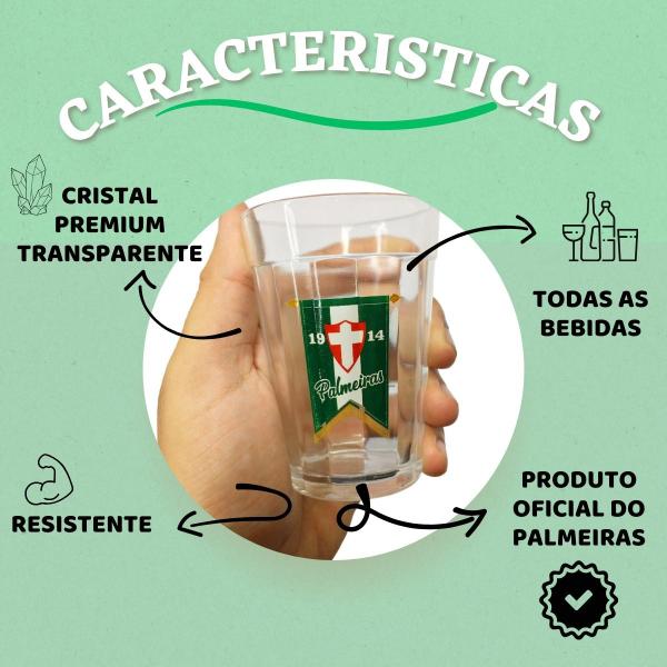 Imagem de Kit 4Un Copo Americano Vidro 190ml Tradicional Bar Cerveja Escudo Time Palmeiras Oficial