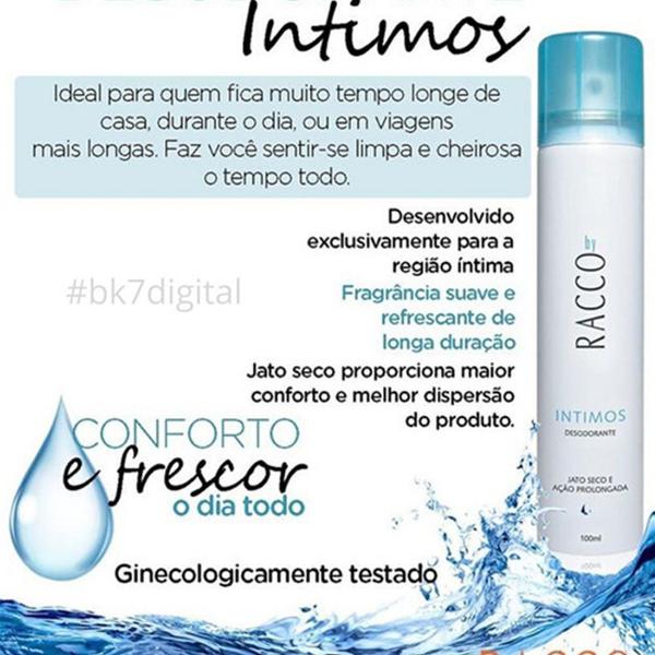 Imagem de Kit 4un Desodorante Íntimo Com Jato Seco Ação Prolongada Desodoriza Higieniza Cuidado Corporal Pele Sensível Derma Testado Original Racco 100ml