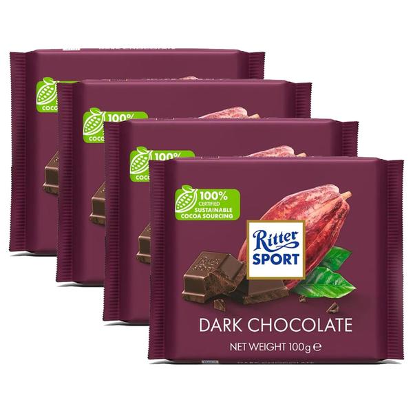 Imagem de Kit 4und Chocolate Alemão RITTER Sport Dark Chocolate 100g