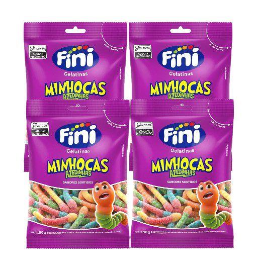 Kit 4x Bala Fini Minhocas Cítricas 90g - Cimed - Sistema Imagem de Kit 4x Bala Fini Minhocas Cítricas 90g - Cimed