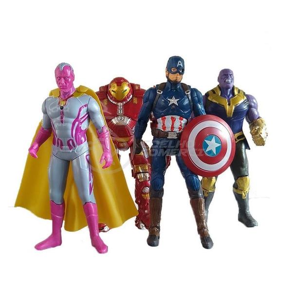 Kit 4X Bonecos 17Cm Capitão America Thanos Hulkbuster Visão - TIKTOYS Imagem de Kit 4X Bonecos 17Cm Capitão America Thanos Hulkbuster Visão