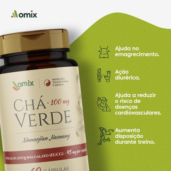 Kit 4X - Chá Verde - 60 Cápsulas - Omix Imagem de Kit 4X - Chá Verde - 60 Cápsulas - Omix
