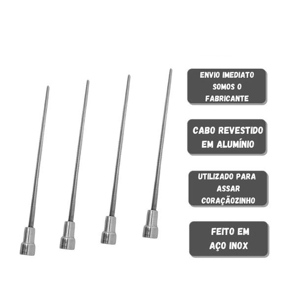 Imagem de Kit 4x Espetos De Inox 30cm Coração Churrasqueiras