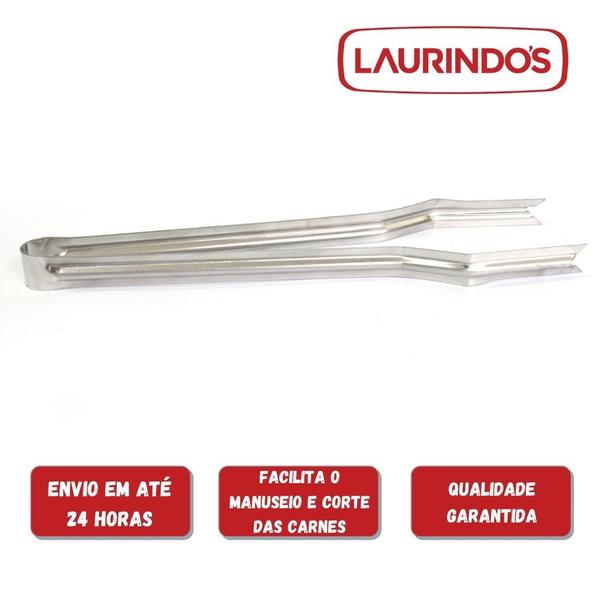 Imagem de Kit 4x Espetos Inox 40cm Espada, Duplo E Pegador De Carnes