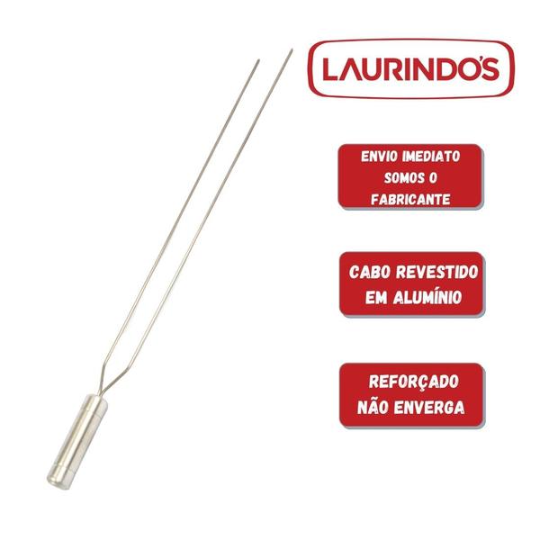 Imagem de Kit 4x Espetos Inox 40cm Espada, Duplo E Pegador De Carnes