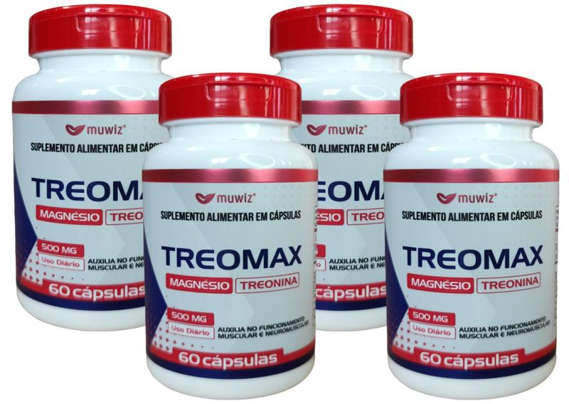 Imagem de Kit 4x Magnésio Treonina 500mg - 60 Cápsulas Muwiz (Treomax)