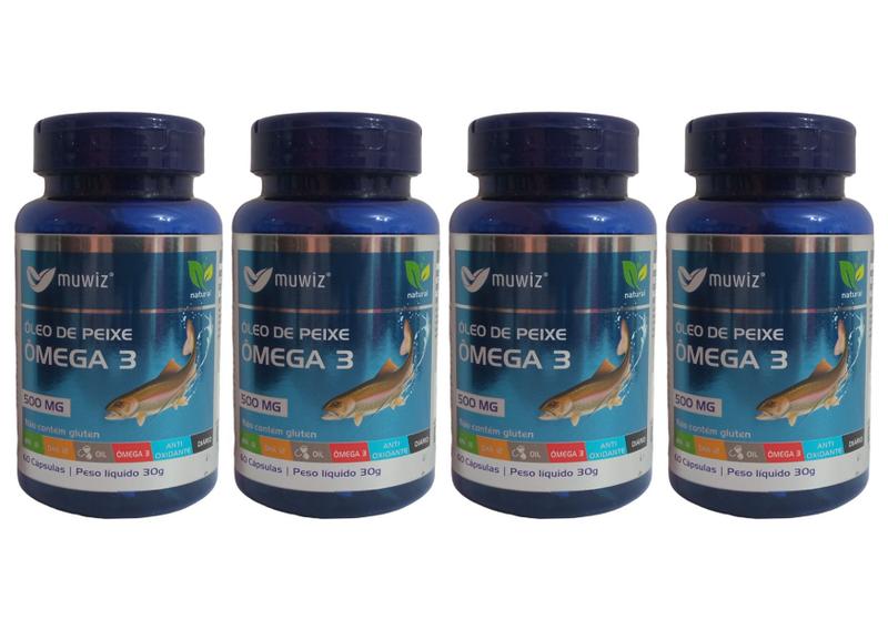 Imagem de Kit 4x Omega 3  Oleo de Peixe  60 Capsulas 500mg  Muwiz