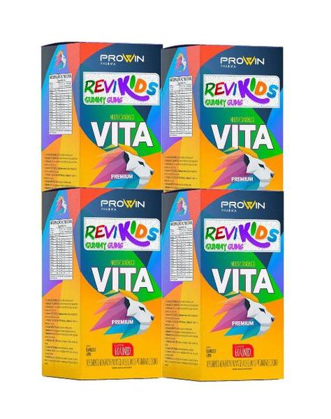 Imagem de Kit 4x Revikids Gummy Gums 60 Gomas Framboesa E Uva - Prowin