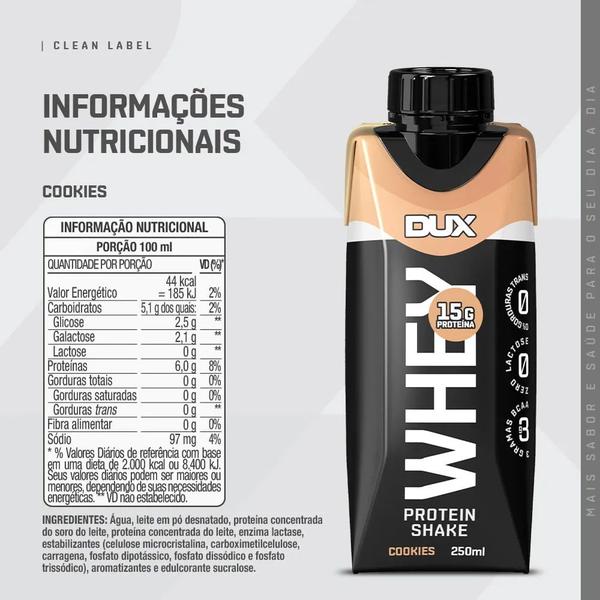 Imagem de Kit 4x WHEY PROTEIN SHAKE DUX 250ML SABOR COOKIES