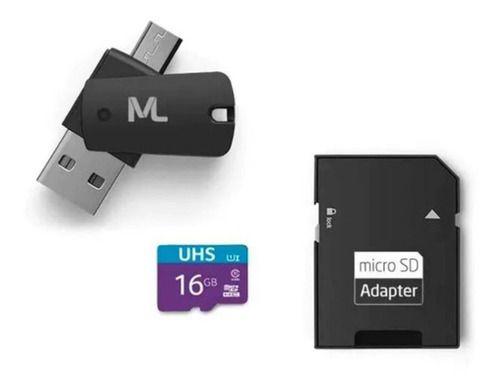 Imagem de Kit 4x1 Adaptador Usb Dual Drive + Sd + Cartão Memória 16gb