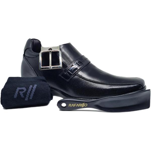 Kit 4x1 Sapato Social Rafarillo Masculino Couro Legítimo Preto