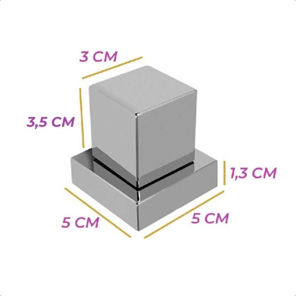 Imagem de Kit 5 Acabamento para Registro 1/2 3/4 e 1 Quadrado Cromado Pressão Gaveta Chuveiro Padrão Docol