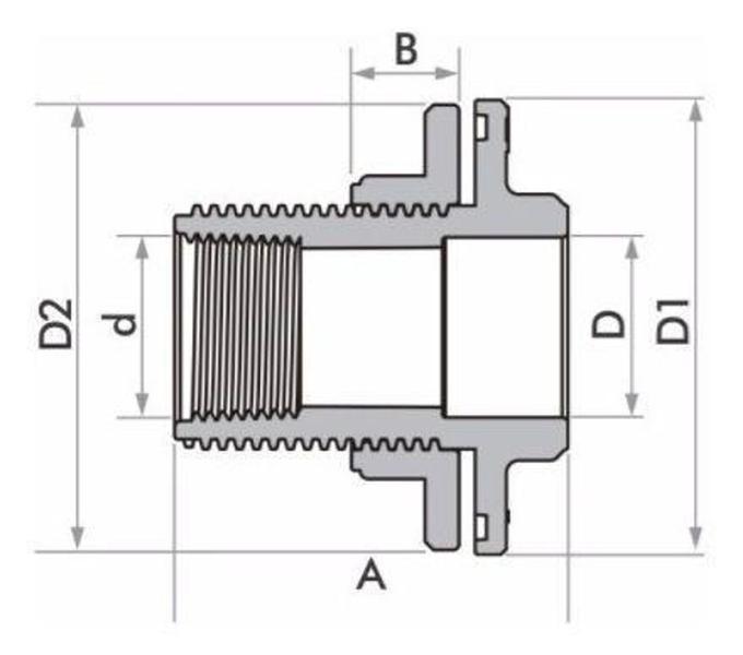 Imagem de Kit 5 Adaptador C/ Flange E Anel Fortlev 32mm Soldável