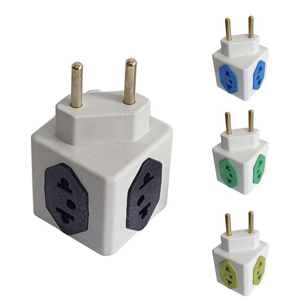 Imagem de Kit 5 Adaptador De Tomada Cubo 3D Benjamin 3 Pinos 10A