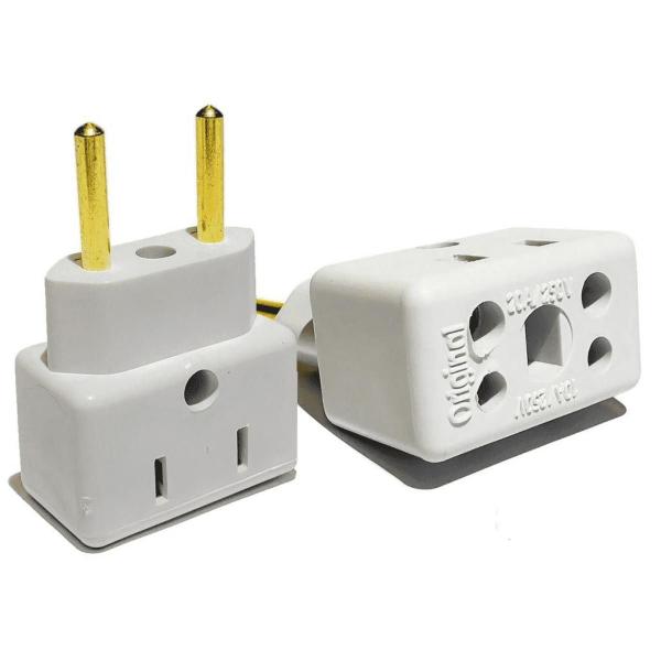 Imagem de Kit 5 adaptador tomada bob 10a 20a multi pinos bivolt 2p+t branco