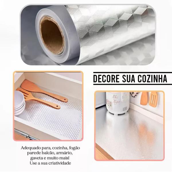 Kit 5 Adesivos Aluminio Decorativo P/ Parede Cozinha Fogão - RT Imagem de Kit 5 Adesivos Aluminio Decorativo P/ Parede Cozinha Fogão