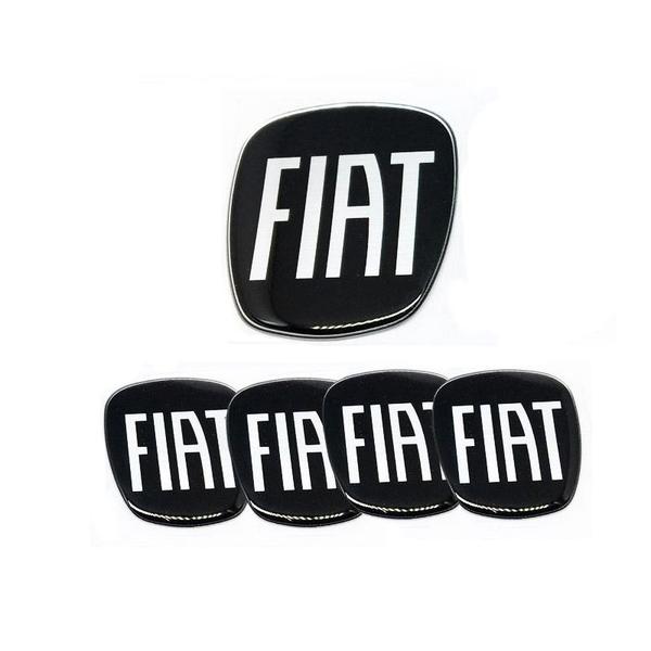 Imagem de Kit 5 Adesivos Emblemas Fiat Preto Black Mobi 2016/2020