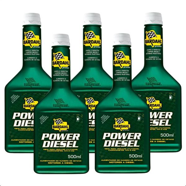 Imagem de Kit 5 Aditivo Bardahl Power Diesel 500ml Combustível Motor Caminhonete Caminhão Evita formação água Limpa Bico