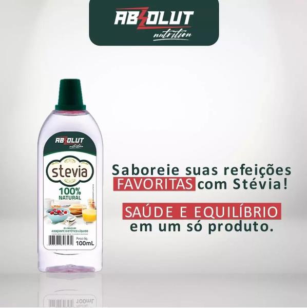 kit 5 Adoçante Dietético Stévia Estévia Estevia 100ml Natural Não Amarga - absolut Imagem de kit 5 Adoçante Dietético Stévia Estévia Estevia 100ml Natural Não Amarga