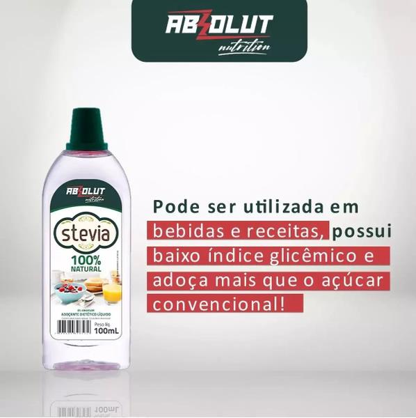 kit 5 Adoçante Dietético Stévia Estévia Estevia 100ml Natural Não Amarga - absolut Imagem de kit 5 Adoçante Dietético Stévia Estévia Estevia 100ml Natural Não Amarga