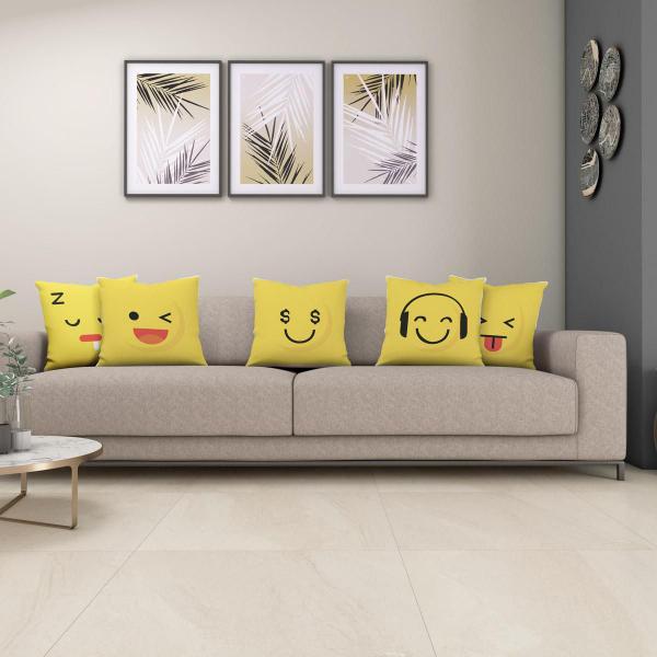 Imagem de Kit 5 Almofadas Cheias Estampadas Infantil 40X40 Zíper Emoji