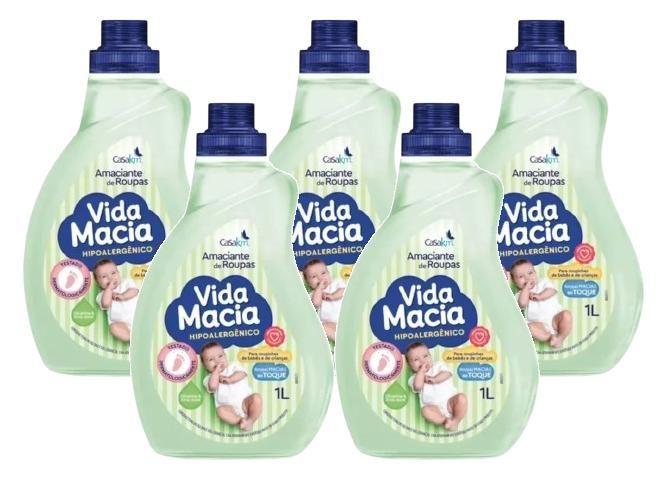 Imagem de kit 5 Amaciante Vida Macia Glicerina & Erva Doce 1L