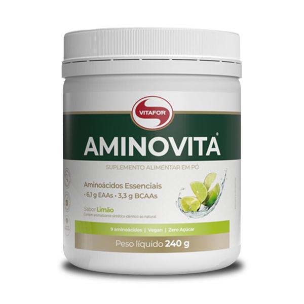 Kit 5 Aminovita Vegano Limão Vitafor 240g Imagem de Kit 5 Aminovita Vegano Limão Vitafor 240g