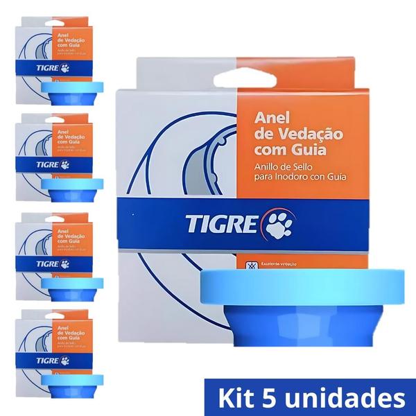 Imagem de Kit 5 Anel De Vedação Para Vaso Sanitário Com Guia Tigre