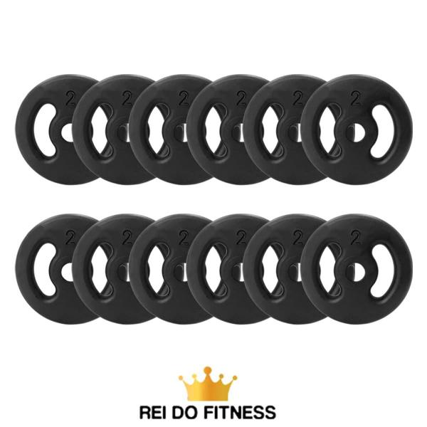 Kit 5 Anilhas Peso Ferro 2kg Academia Musculação - Rei do Fitness Imagem de Kit 5 Anilhas Peso Ferro 2kg Academia Musculação