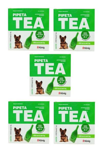 Imagem de Kit 5 Anti Pulgas Pipeta Tea Konig Para Cães De 0,6 Kg Á 5kg