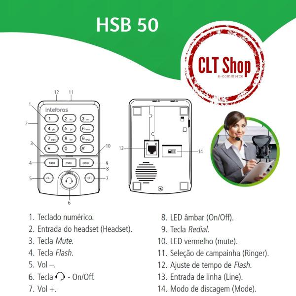 Imagem de Kit 5 Aparelho Telefone headset HSB 50 atendimeno automatico