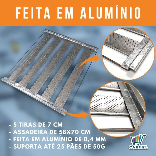 Imagem de Kit 5 Assadeiras De Pão Francês 58X70 5 Tiras De 7Cm Innal