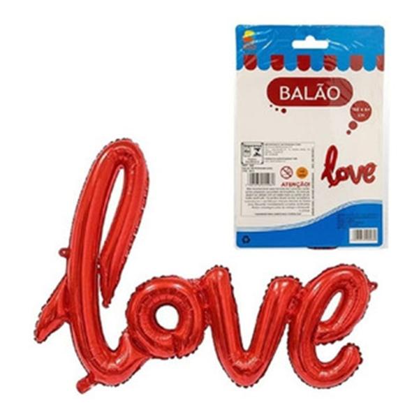 Imagem de Kit 5 Balão Metalizado Love Festa 108 x 64 cm Com Bomba