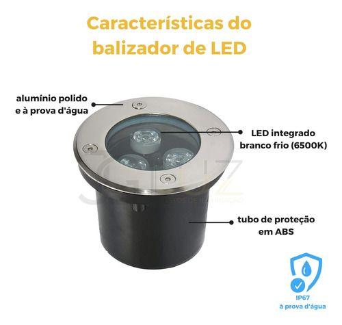 Imagem de Kit 5 Balizador Led 3w Spot Solo Piso Jardim Quente Ip67 