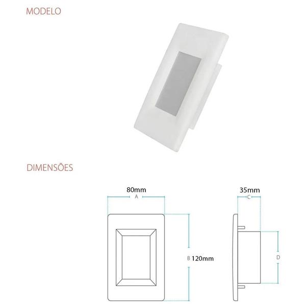 Imagem de KIT 5 Balizador Led 4x2 Avant Lâmpada Escadas Paredes 6500K