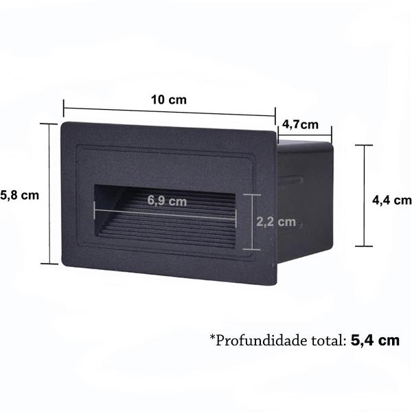 Imagem de Kit 5 Balizador Parede Externo Preto Embutido Retangular