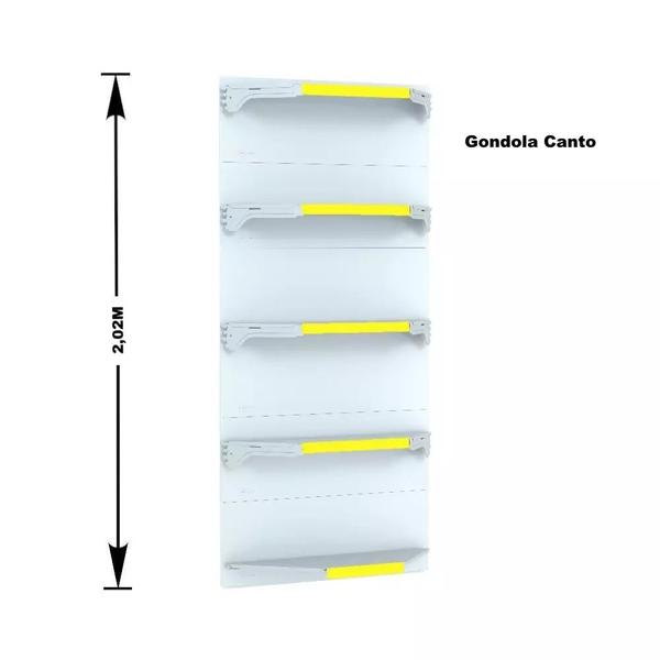 Imagem de Kit 5 Bandejas Para Gondola Canto 202 Fit 40/60 Branco Pe Amarelo