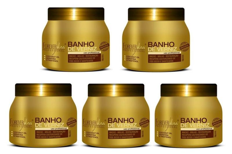 Imagem de Kit 5 Banho de Verniz Brilho Hidratante 250gr Forever Liss