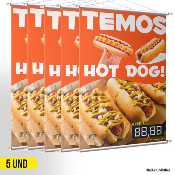 Imagem de Kit 5 Banner Temos Hot Dog Com Campo Editável Alta Qualidade