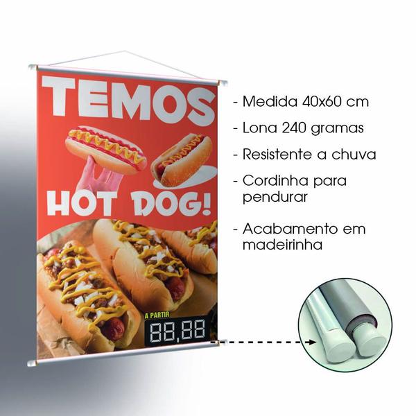 Imagem de Kit 5 Banner Temos Hot Dog Com Campo Editável Alta Qualidade