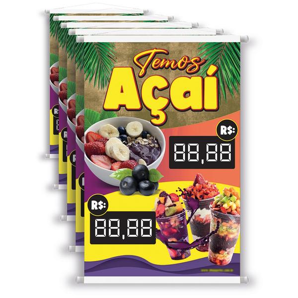 Imagem de kit 5 Banners Temos Açaí - Tigela E Copo