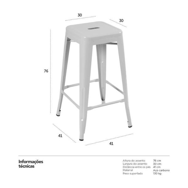 Kit 5 Banquetas Altas 76 Cm Cinza Escuro Cinza Escuro - LOFT7 Imagem de Kit 5 Banquetas Altas 76 Cm Cinza Escuro Cinza Escuro