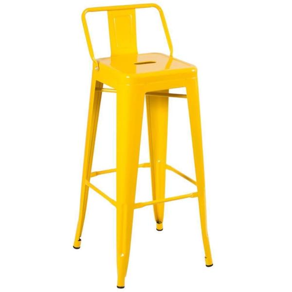 Imagem de Kit 5 Banquetas Altas Com Encosto 76 Cm Amarelo