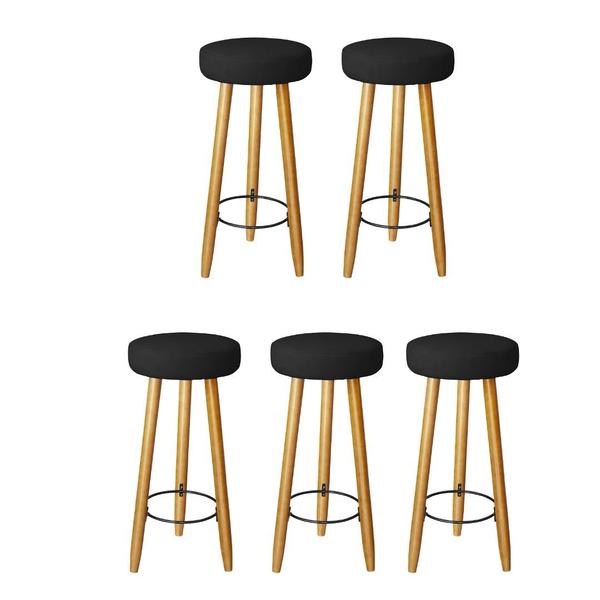 Imagem de Kit 5 Banquetas Decorativas 78cm com Pés Pálito Italian Preto - Mafer