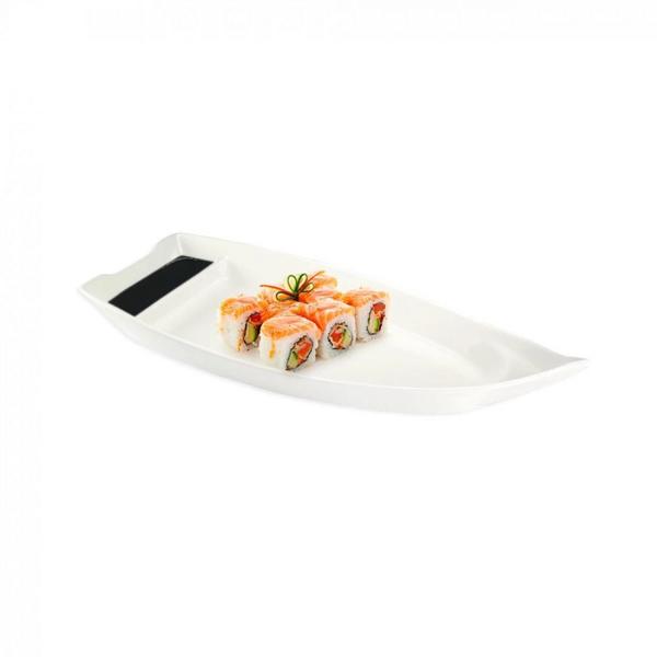 Imagem de Kit 5 Barcas para Sushi em Melamina Premium 25,5 Cm Branca  Bestfer 