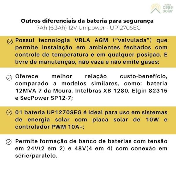 Imagem de Kit 5 Baterias Estacionária VRLA 7Ah 12V Unipower Nobreak - UP1270SEG