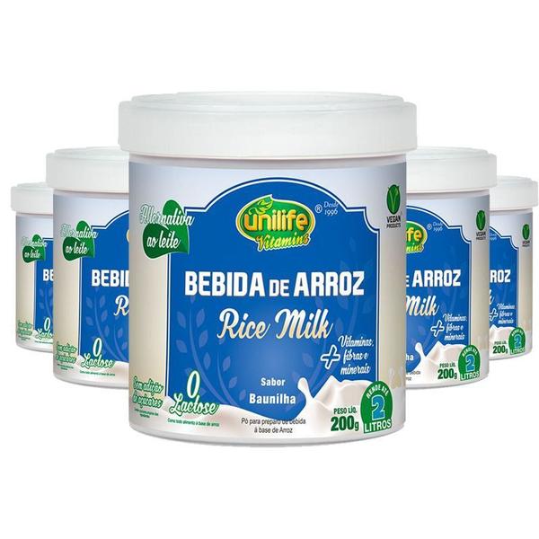 Imagem de Kit 5 Bebida de Arroz sem Lactose Vegan Unilife 200g